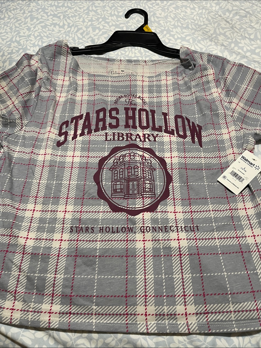 Hybrid Apparel Gray & Maroon Plaid Short Sleeve Tee - Gilmore Girls